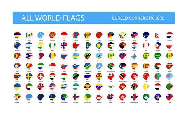 Round Curled Corner World Flags. Parte 2 — Archivo Imágenes Vectoriales