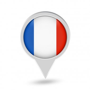 Fransa Bayrağı Pin simgesi yuvarlak