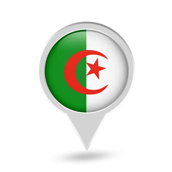 Algerien Flagge runde Nadel Symbol — Stockvektor