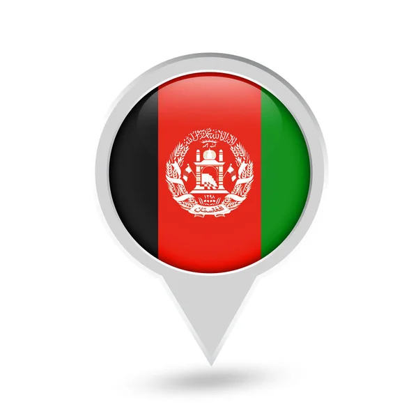 Afganistan Bayrağı Pin simgesi yuvarlak — Stok Vektör