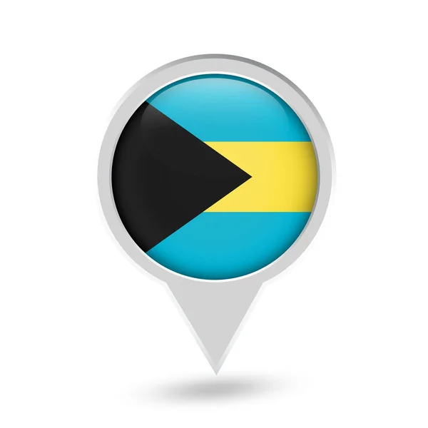 Bandera de Bahamas Pin redondo icono — Vector de stock