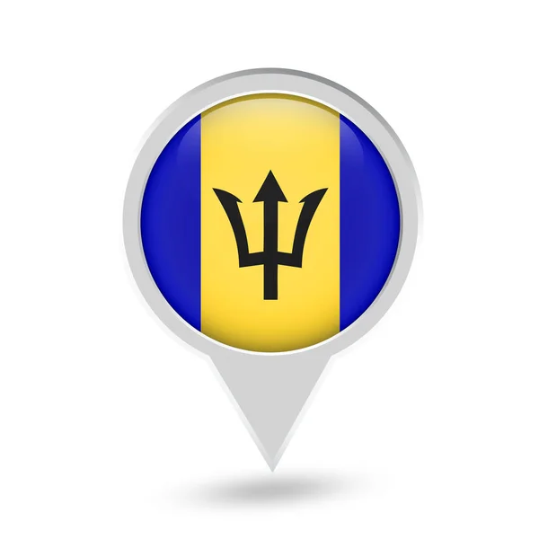 Barbados Bandera Pin redondo icono — Vector de stock