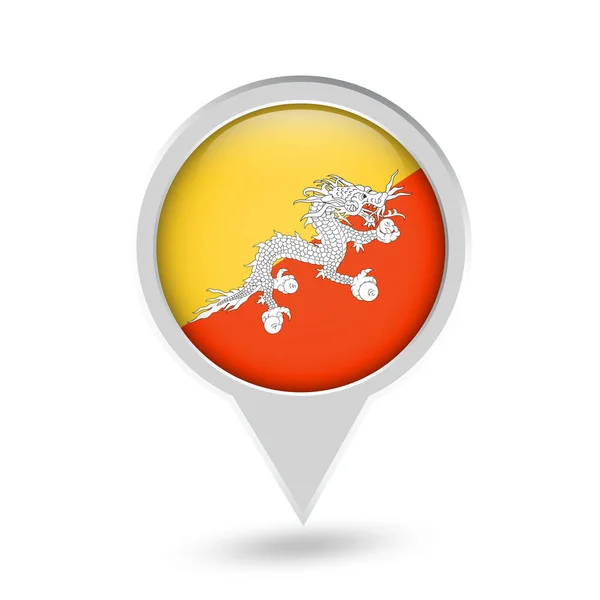Vlajka Bhútánu kulaté ikonu připínáčku — Stockový vektor