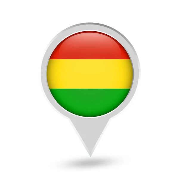 Bandeira da Bolívia Ícone de pino redondo — Vetor de Stock