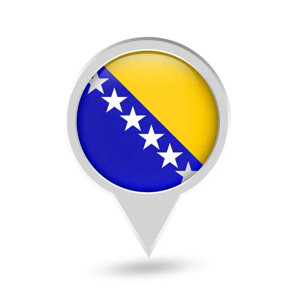 Pin redondo de bandera de Bosnia y Herzegovina Icono — Archivo Imágenes Vectoriales