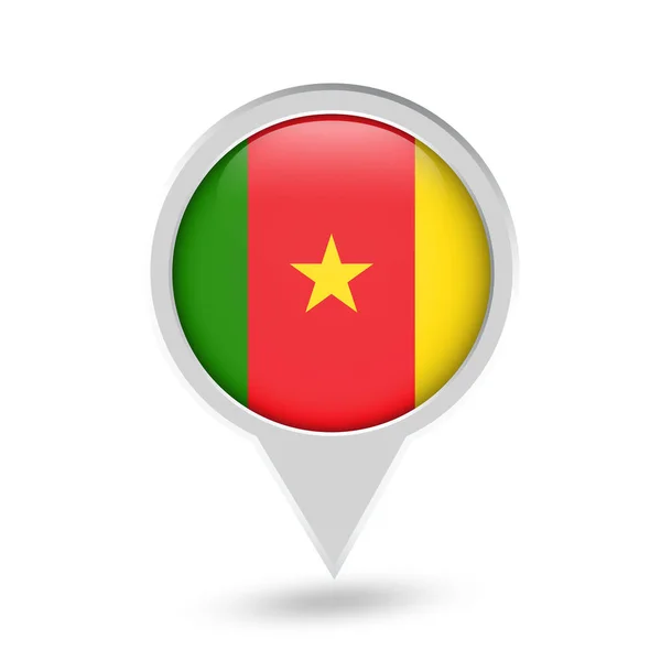 Kamerun Flagge runde Nadel Symbol — Stockvektor