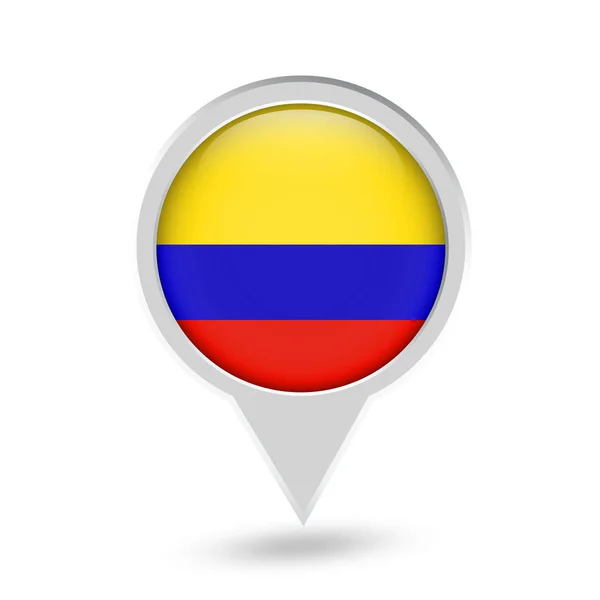 Icono de Pin Redondo Bandera Colombia — Archivo Imágenes Vectoriales