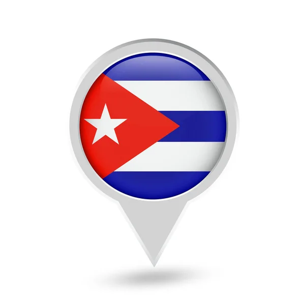 Σημαία της Κούβας στρογγυλή εικονίδιο καρφιτσώματος — Διανυσματικό Αρχείο
