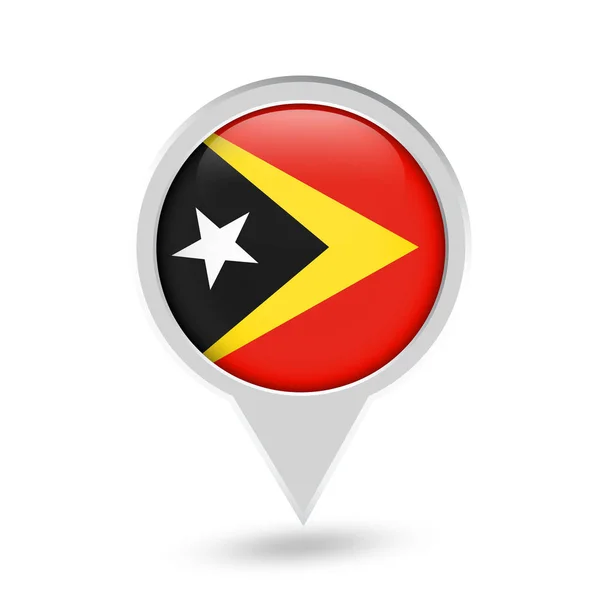 Timor Oriental bandera redonda Pin icono — Vector de stock