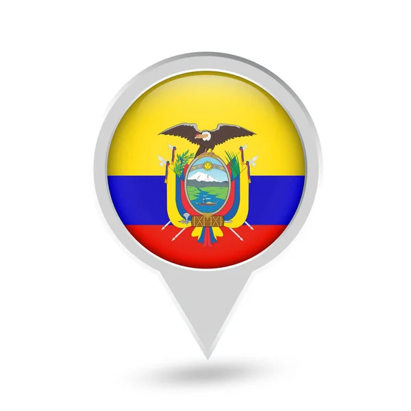 Icono de Pin Redondo de Bandera de Ecuador — Vector de stock