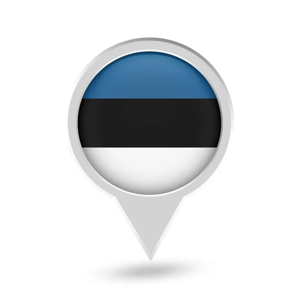 에스토니아 깃발 핀 아이콘 라운드 — 스톡 벡터