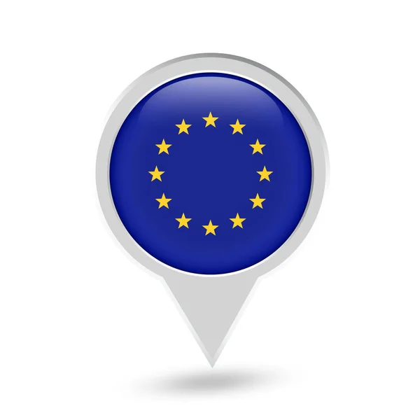 De vlag van de Europese Unie ronde Pin pictogram — Stockvector