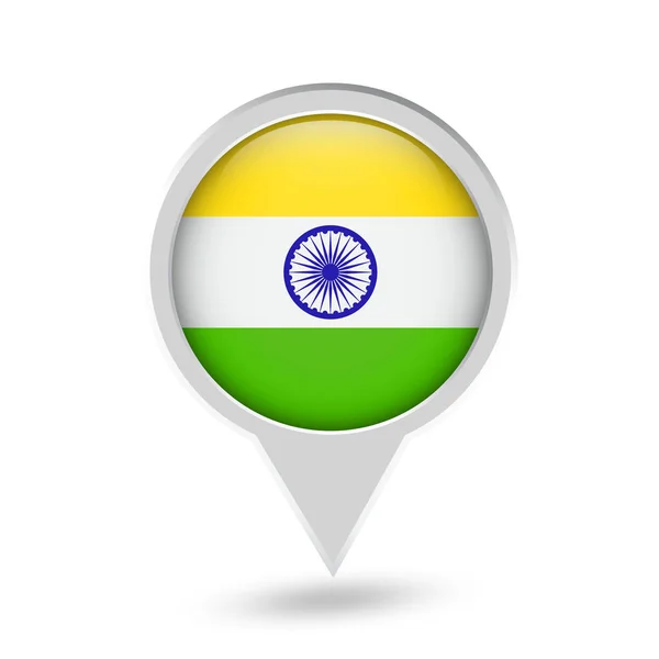 India zászló kerek kitűző ikon — Stock Vector