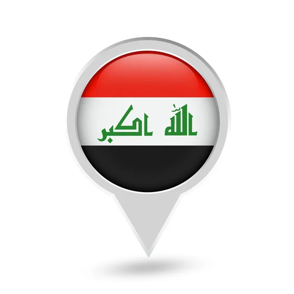 Pin redondo de bandera de Irak Icono — Archivo Imágenes Vectoriales
