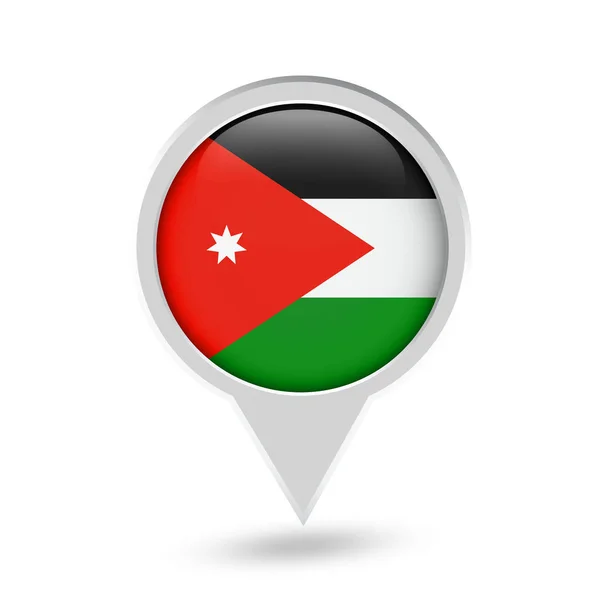 Icône ronde de broche de drapeau de Jordanie — Image vectorielle