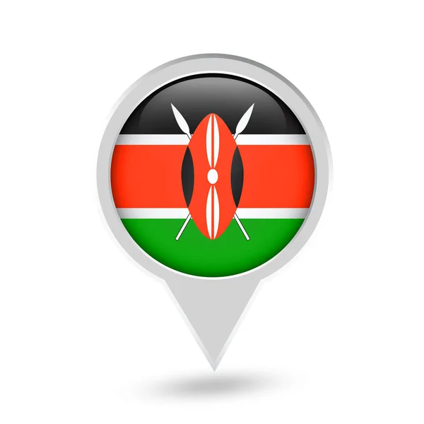 Kenya Flag Round Pin Icon — Stock Vector