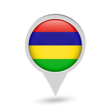 Mauritius Bayrak Pin simgesi yuvarlak