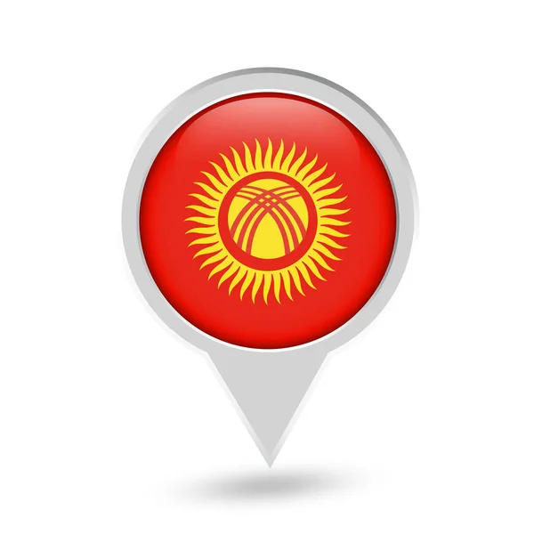 키르기스스탄의 국기 핀 아이콘 라운드 — 스톡 벡터