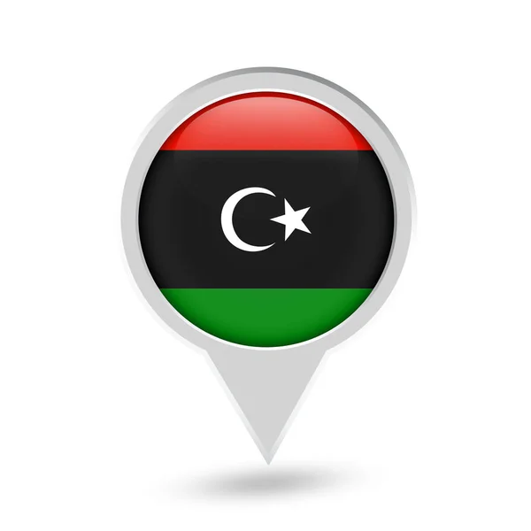 Bandeira da Líbia Ícone de pino redondo —  Vetores de Stock