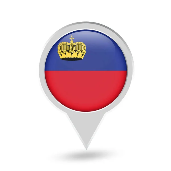 Flaga Liechtensteinu Okrągła ikona pinezki — Wektor stockowy