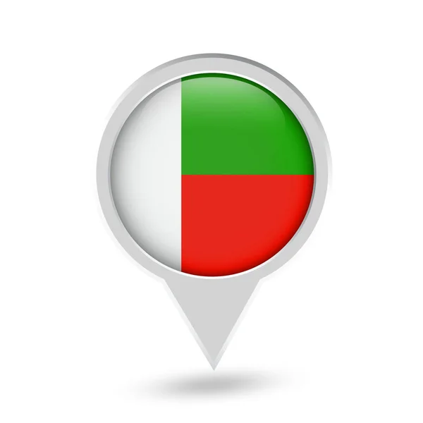 Pin redondo de bandera de Madagascar Icono — Vector de stock