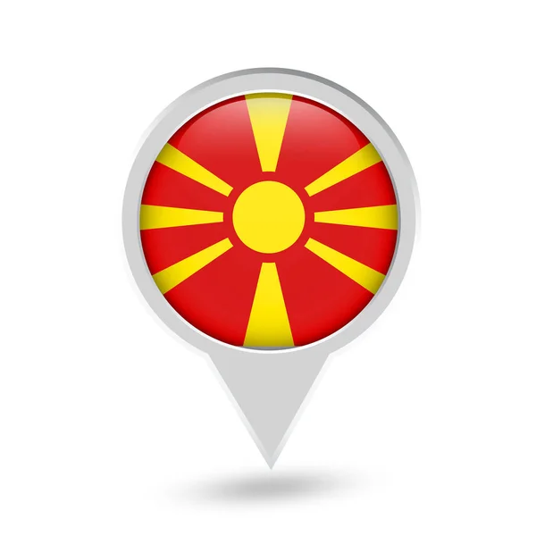 Macedonia Bandera Pin redondo icono — Archivo Imágenes Vectoriales