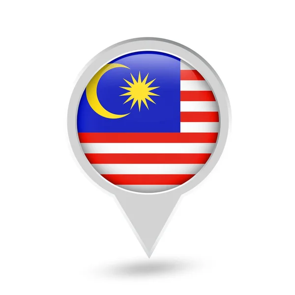 Ikon Pin Bundar Bendera Malaysia - Stok Vektor