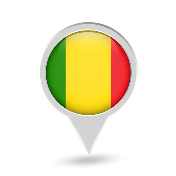 Σημαία του Μάλι στρογγυλή εικονίδιο καρφιτσώματος — Διανυσματικό Αρχείο