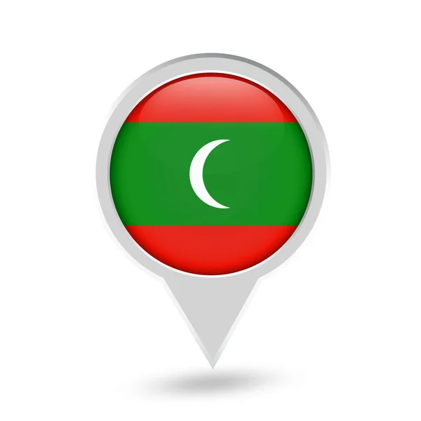 Bandeira das Maldivas Ícone de pino redondo — Vetor de Stock