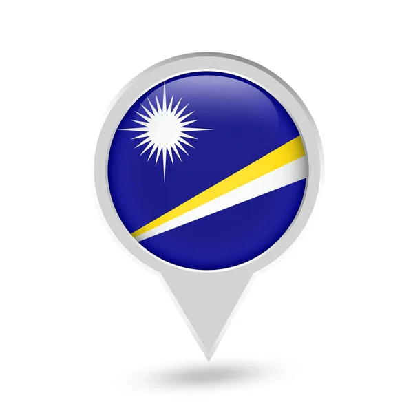 Icono de Pin Redondo de Bandera de las Islas Marshall — Vector de stock