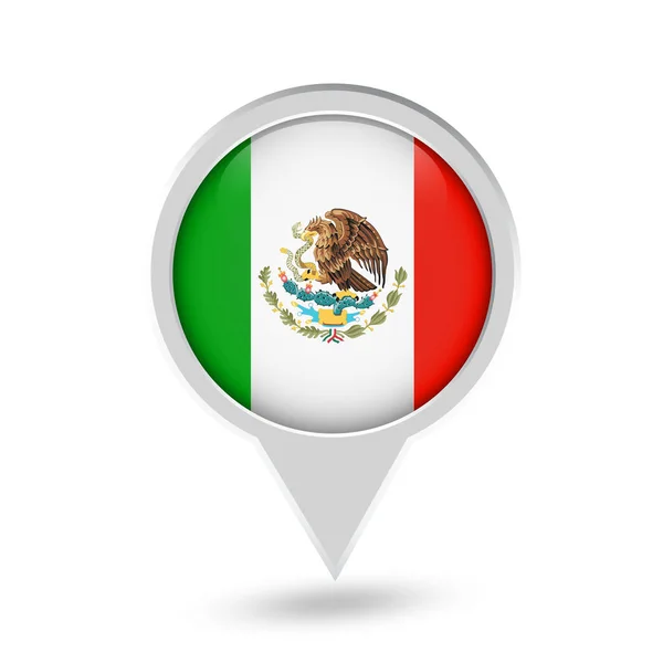 Icono de Pin Redondo de Bandera de México — Vector de stock