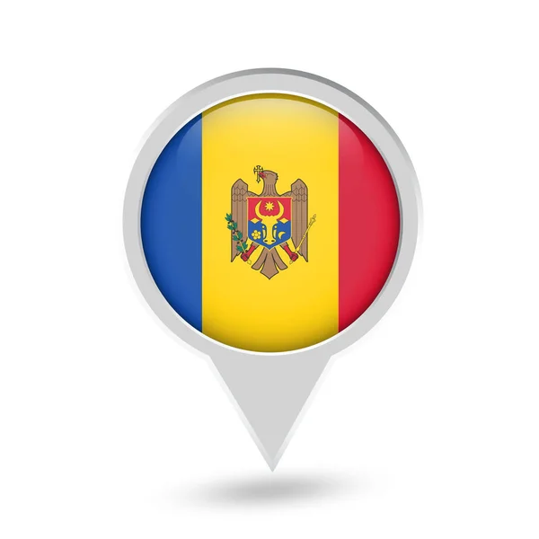 Moldavia bandiera rotonda Pin Icona — Vettoriale Stock
