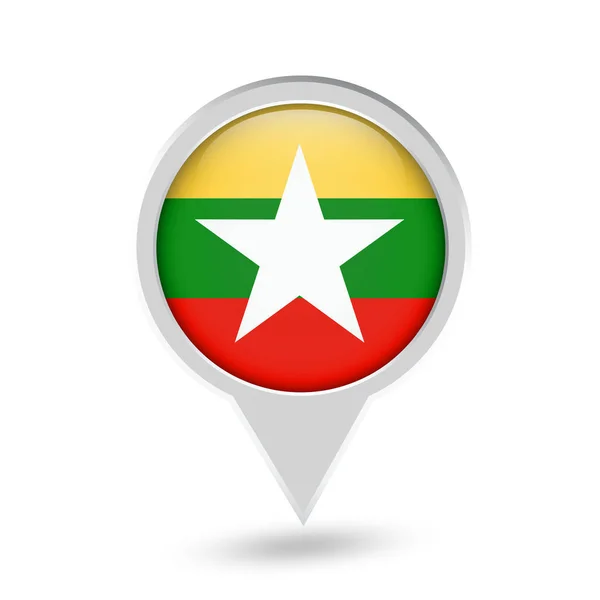 Myanmar Flagge runde Nadel Symbol — Stockvektor
