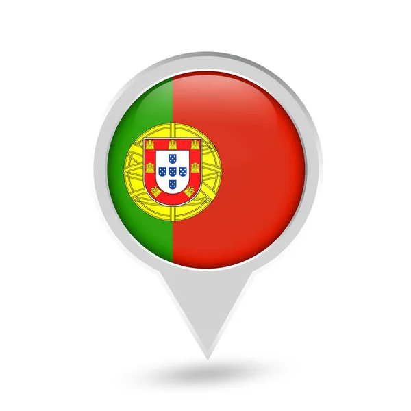 Bandeira de Portugal Round Pin Icon —  Vetores de Stock