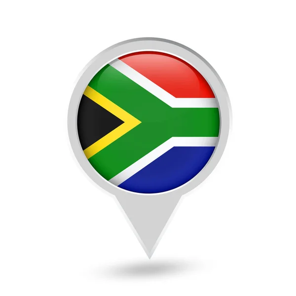 Güney Afrika Cumhuriyeti bayrağı Pin simgesi yuvarlak — Stok Vektör