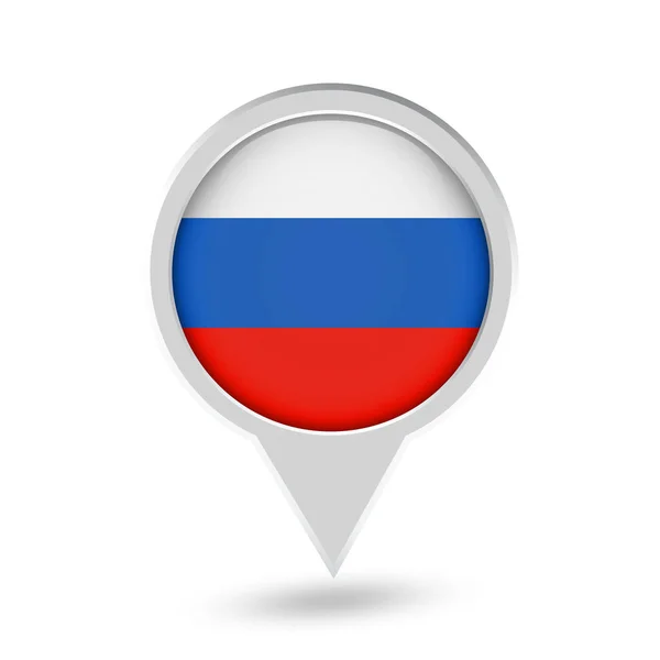 Icona di perno rotondo della bandiera russa — Vettoriale Stock