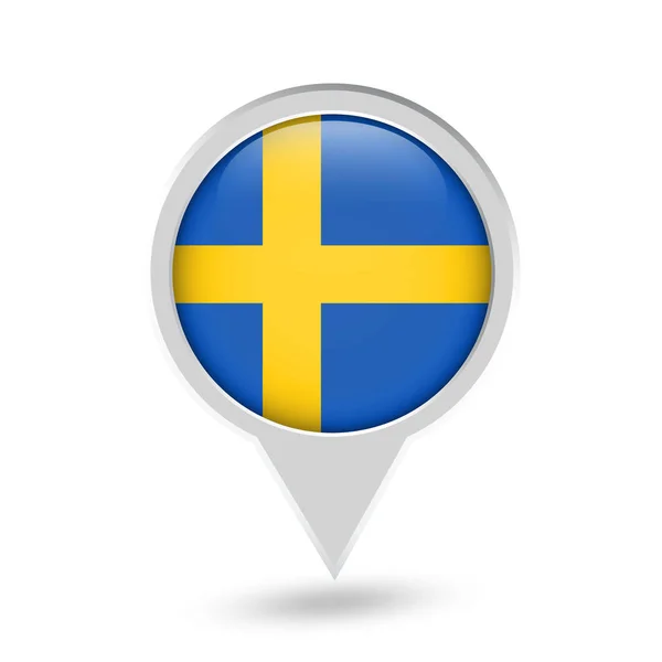 Sweden Flag Round Pin Icon — Stock Vector