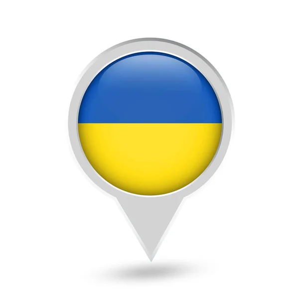 Ucraina Bandiera rotonda Pin Icona — Vettoriale Stock