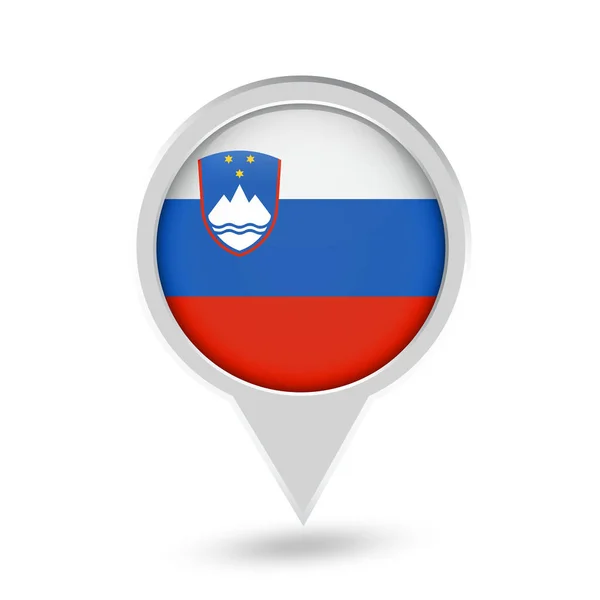 Bandera de Eslovenia Pin redondo Icono — Vector de stock