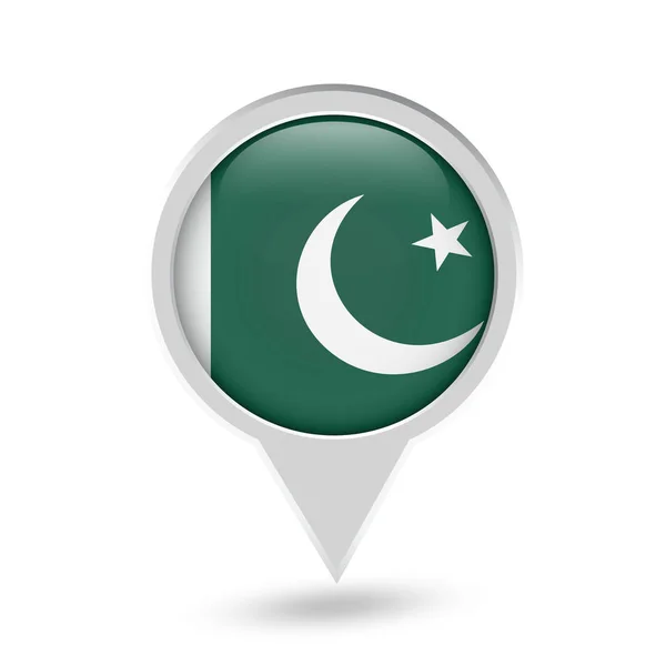 Vlag van Pakistan ronde Pin pictogram — Stockvector