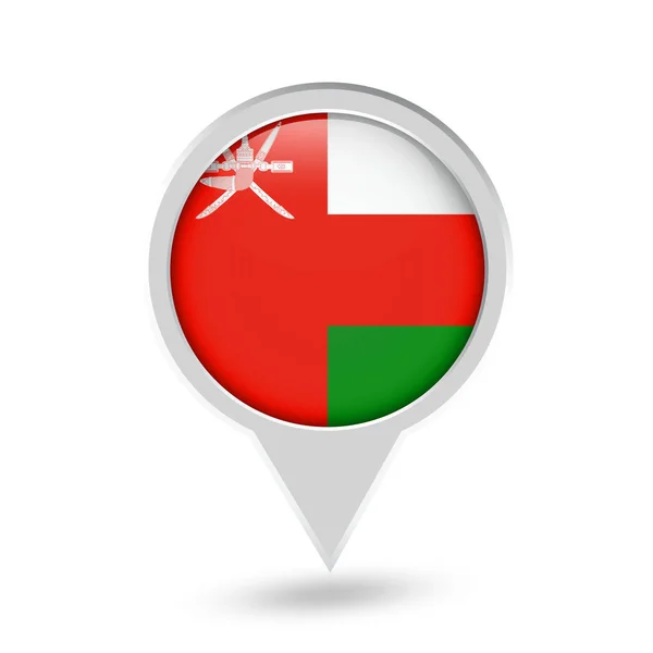 Omán bandera redonda pin icono — Vector de stock