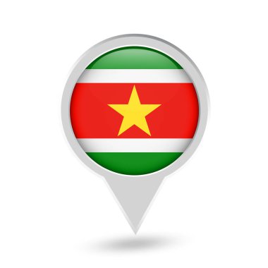 Surinam Bayrak Pin simgesi yuvarlak
