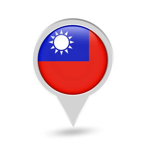 Ikon Pin Bundar Bendera Taiwan - Stok Vektor