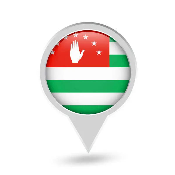 Icono de Pin Redondo de Bandera de Abhazia — Vector de stock