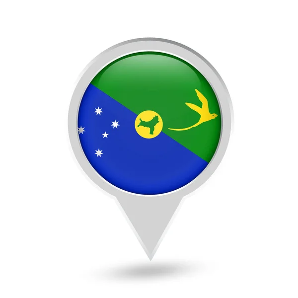 Noel Adaları yuvarlak Pin simgesi bayrak — Stok Vektör