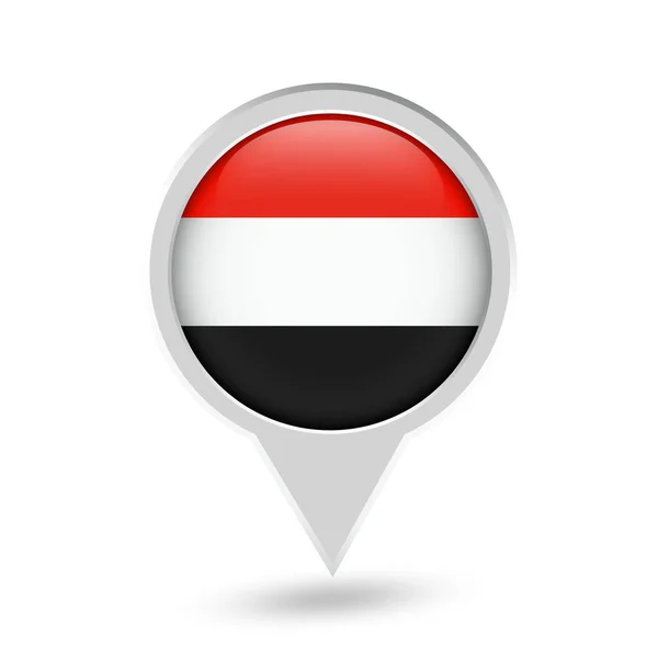 Jemen flagga runda PIN-ikonen — Stock vektor