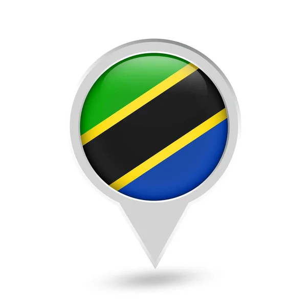 Tanzanya Bayrak Pin simgesi yuvarlak — Stok Vektör
