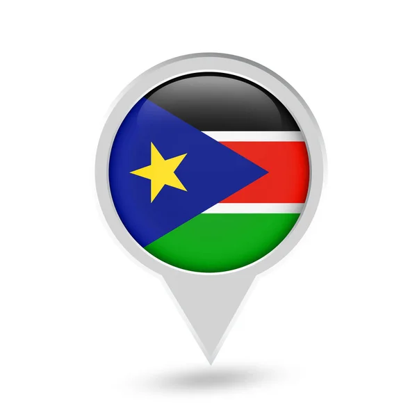 Bandeira do Sudão do Sul Ícone de pino redondo — Vetor de Stock