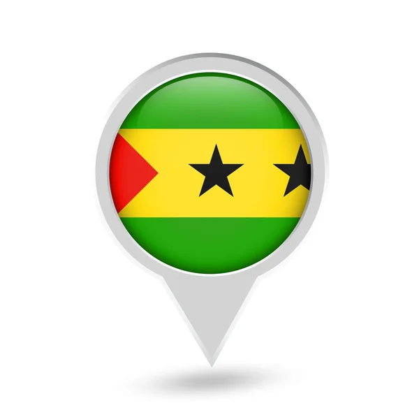 Sao Tome ve Principe Bayrak Pin simgesi yuvarlak — Stok Vektör