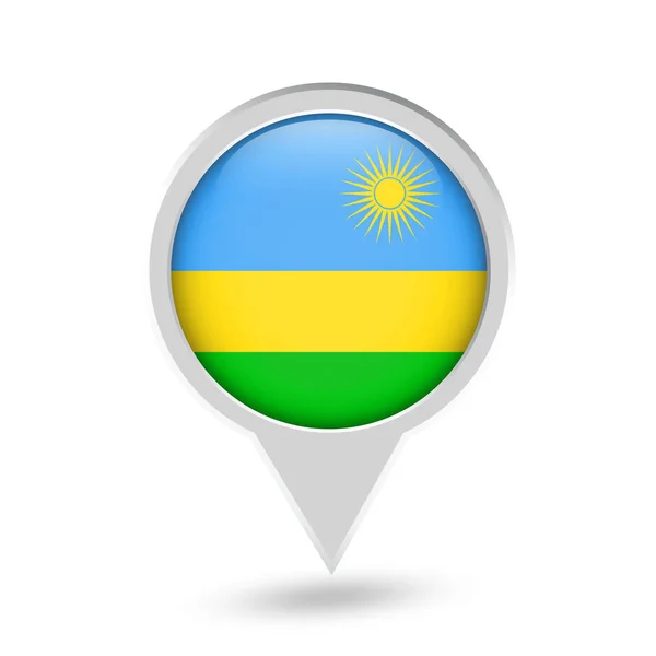 Ruanda Bayrak Pin simgesi yuvarlak — Stok Vektör